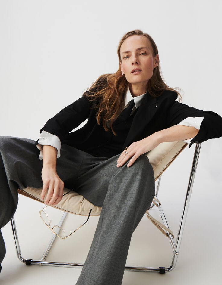 ikks Veste de tailleur noire coupe large maille Milano Femme