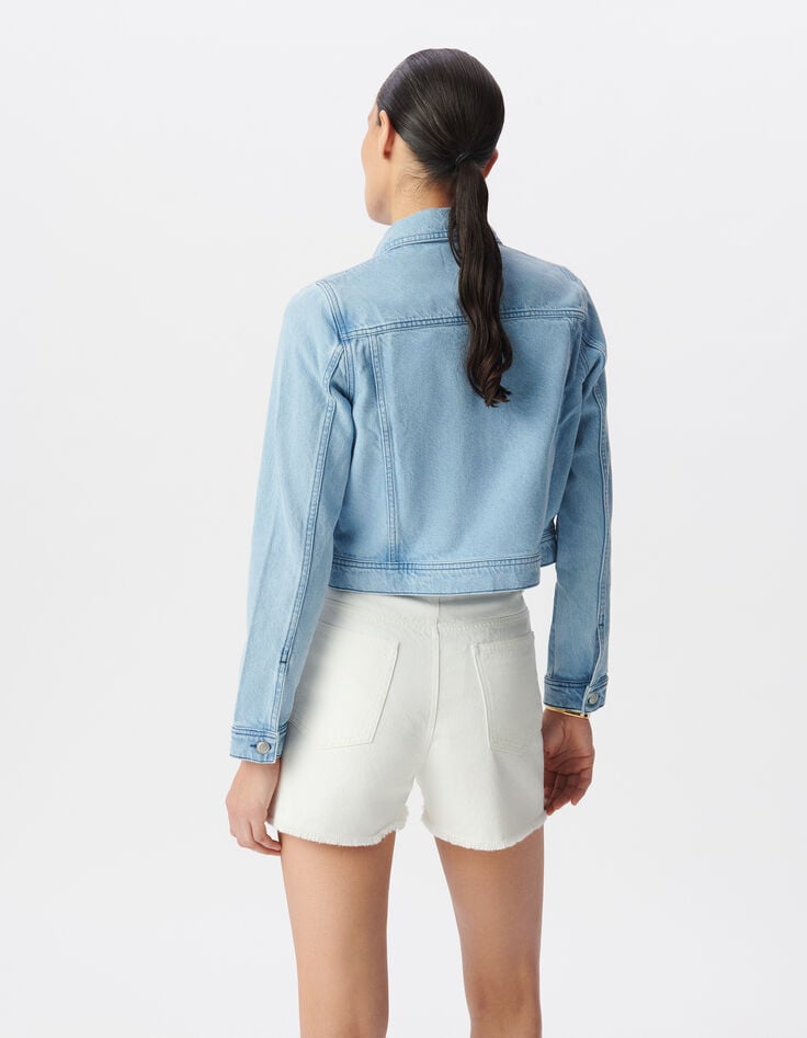 Ikks Veste En Jean Bleu Ciel Waterless Détail Tresse Femme