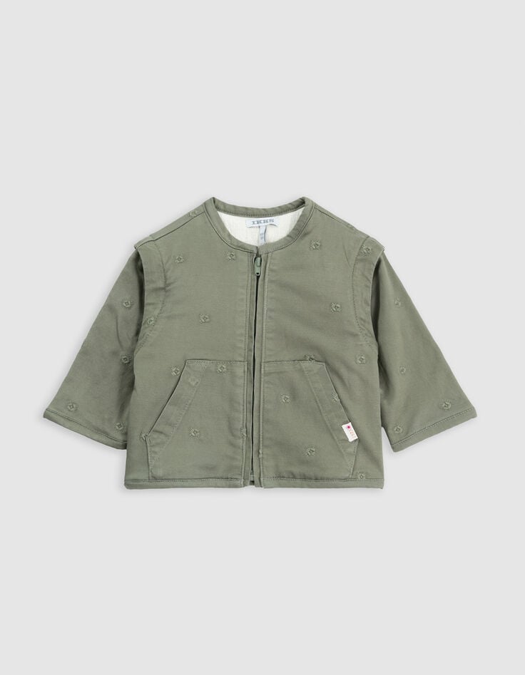Ikks Veste Kaki Brodée à Manches Amovibles Bébé Fille