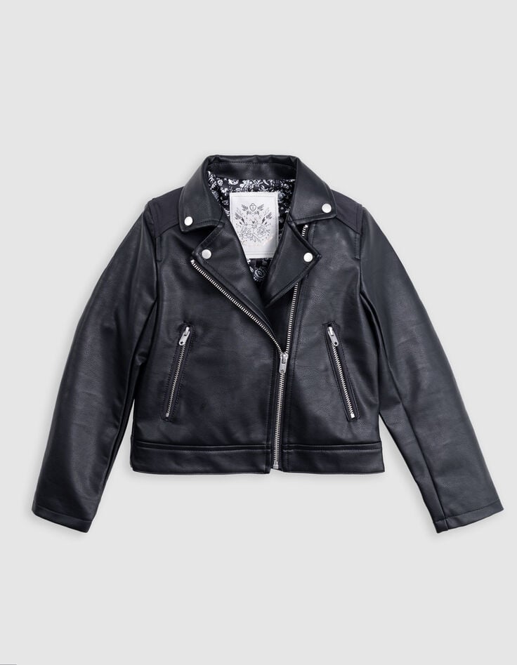 Ikks Veste Noire Esprit Motard Broderies Et Clous Dos Fille