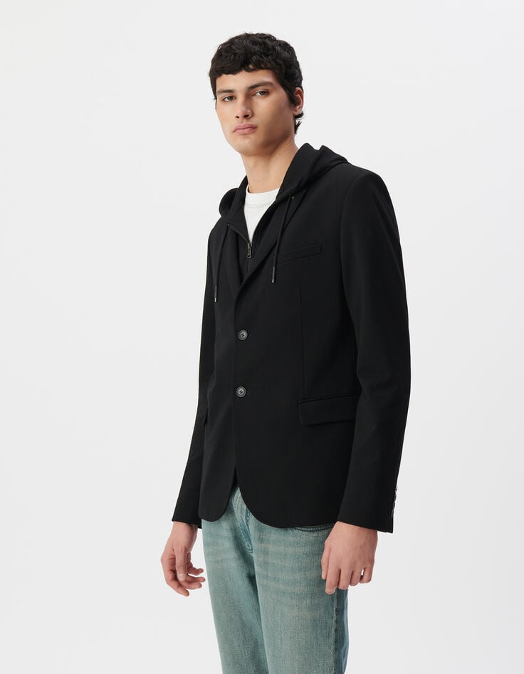 Ikks Veste Noire Interlock à Parementure Amovible Homme