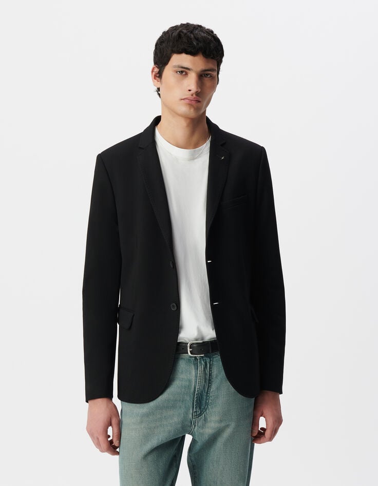 Ikks Veste Noire Interlock à Parementure Amovible Homme