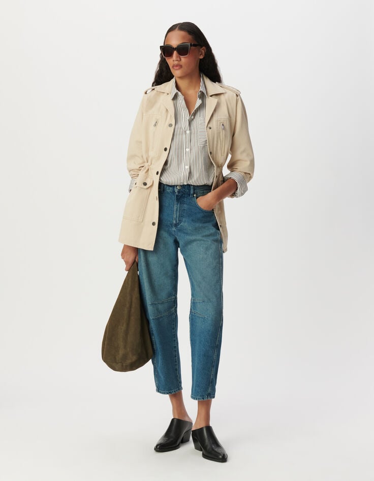 ikks Veste saharienne beige broderies épaules Femme