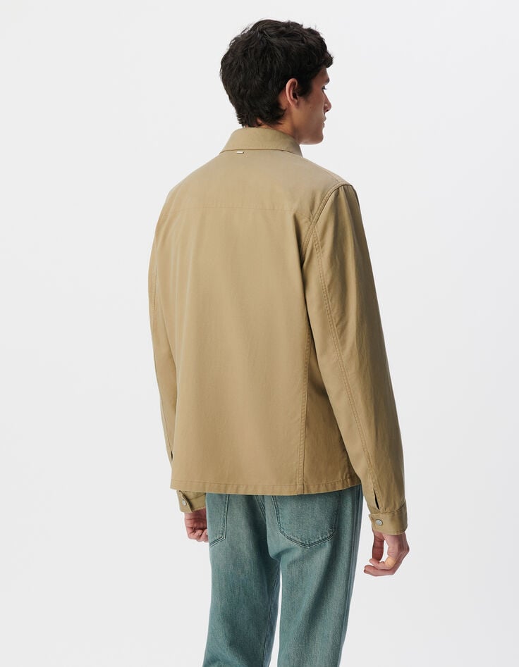 Ikks Veste Saharienne Beige Zippée Cinq Poches Homme