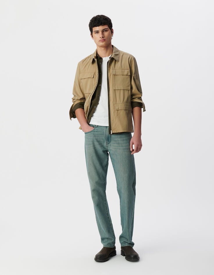 ikks Veste saharienne beige zippée cinq poches Homme