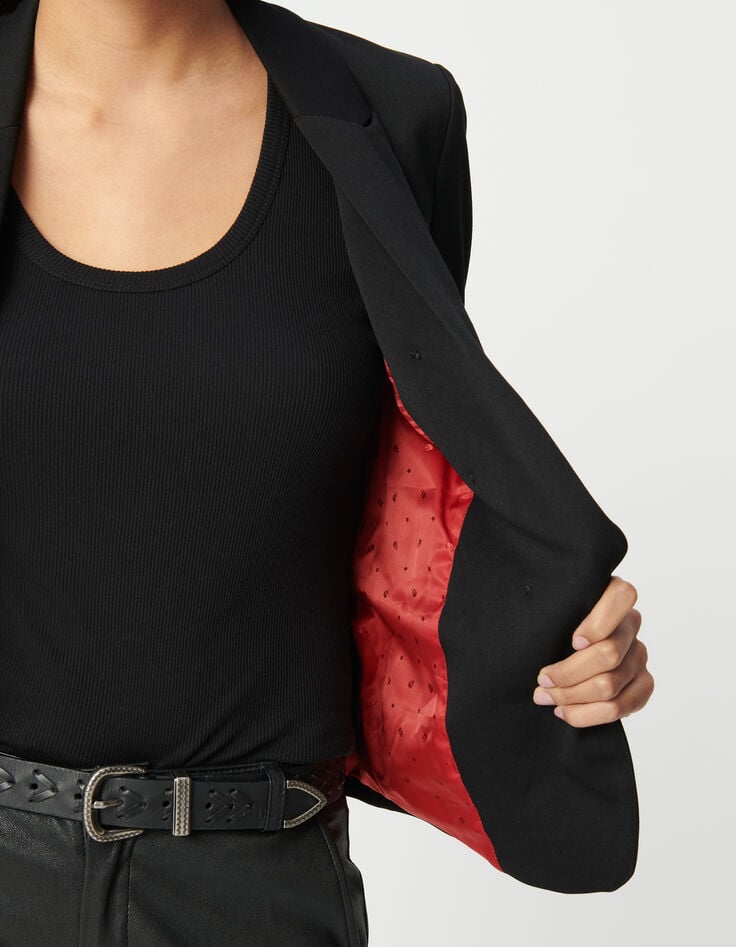 Ikks Veste Tailleur En Twill Noir Coupe Ajustée Femme