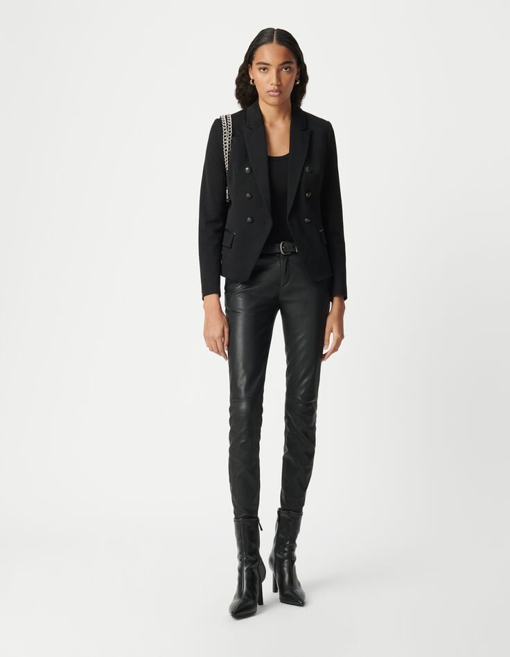 ikks Veste tailleur en twill noir coupe ajustée femme