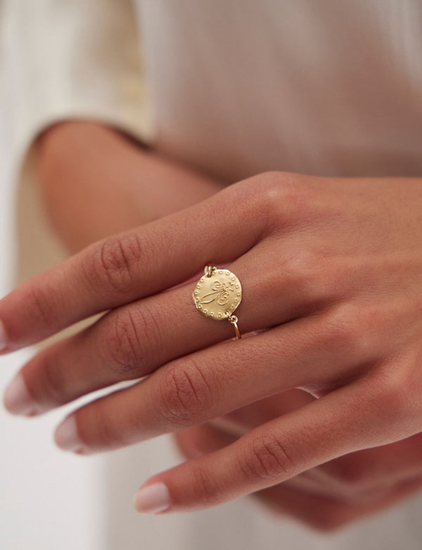 Ines De La Fressange Bague Lutèce Motif Lys Plaqué Or