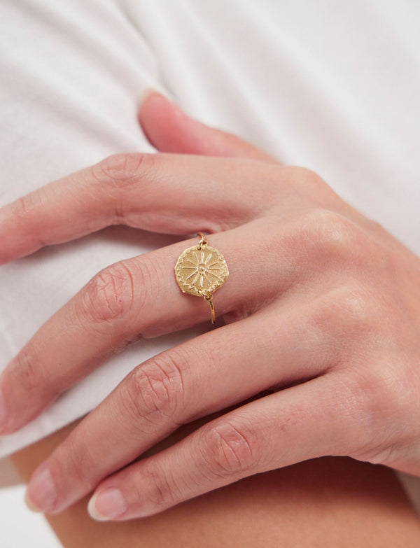 Ines De La Fressange Bague Lutèce Motif Soleil Plaqué Or