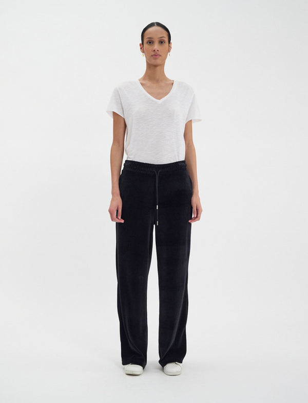 Ines De La Fressange Bas De Jogging Britney En Velours Lisse Noir