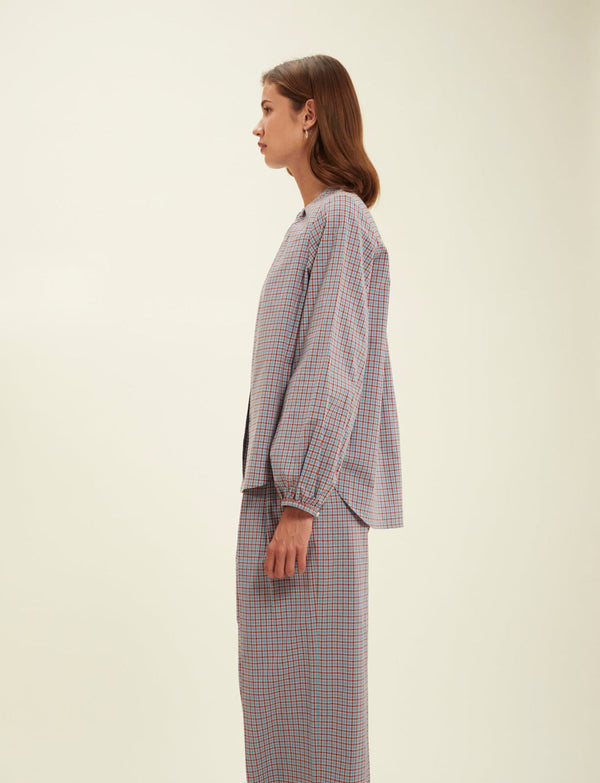 Ines De La Fressange Blouse Joséphine Turquoise à Carreaux