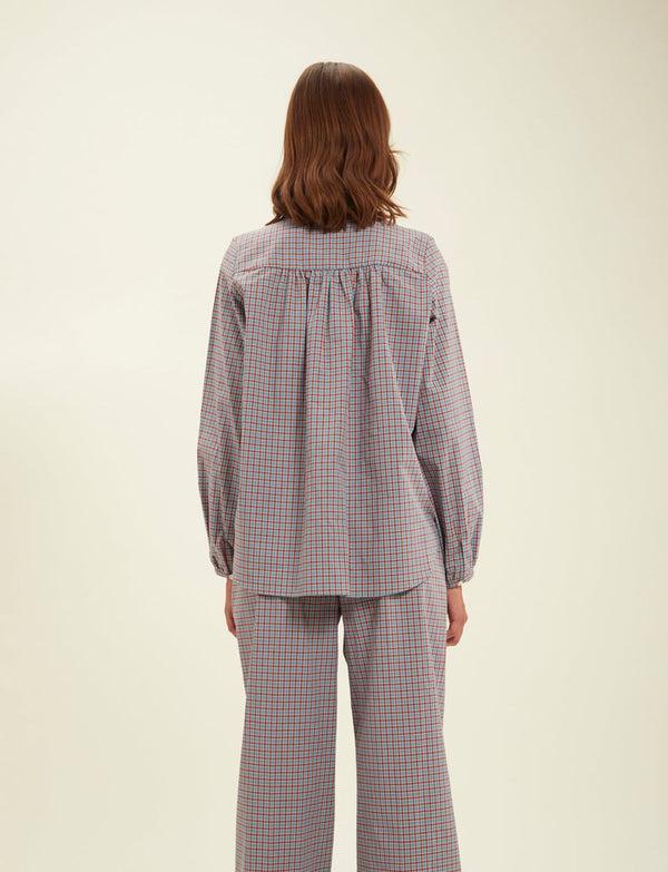 Ines De La Fressange Blouse Joséphine Turquoise à Carreaux