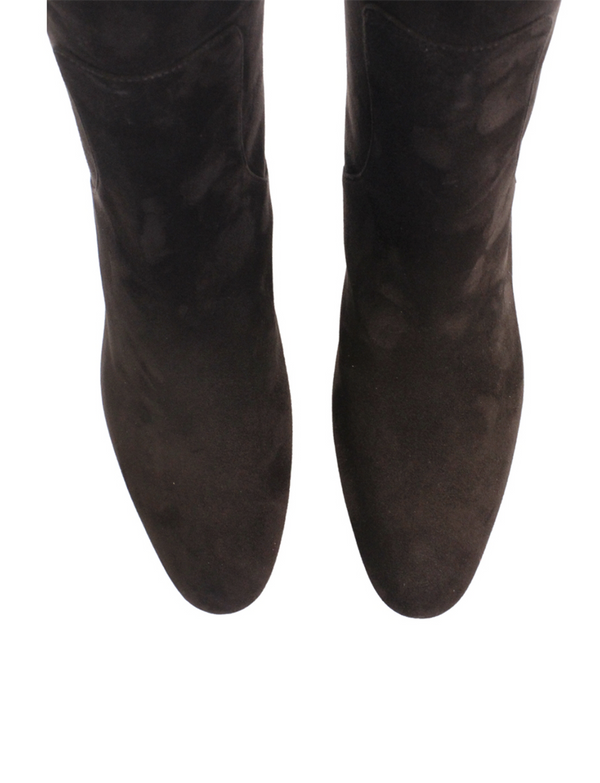 Ines De La Fressange Bottes à Talons Marrons En Suède