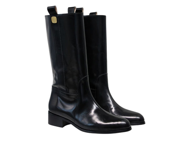 ines de la fressange Bottes Lana noires en cuir lisse