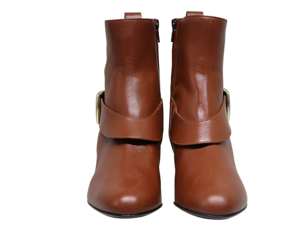 Ines De La Fressange Bottine Olympia à Talon En Cuir Marron