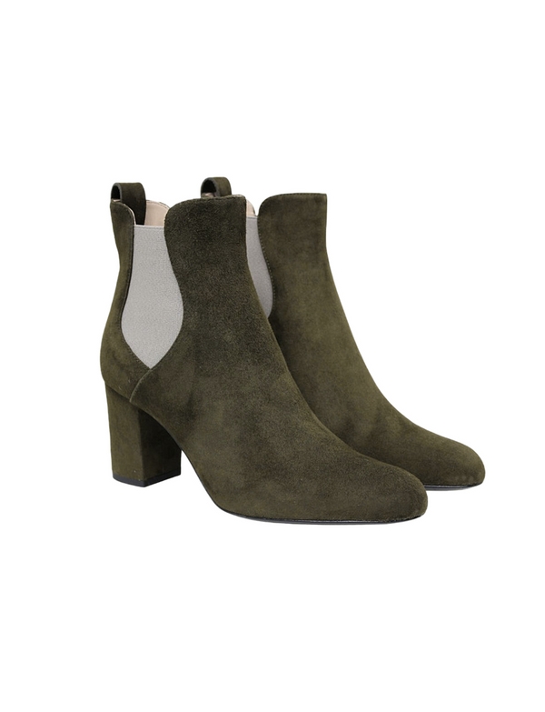 Ines De La Fressange Bottines à Talons Kaki En Daim