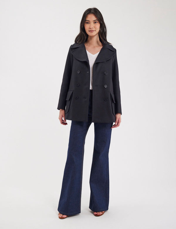 Ines De La Fressange Caban Séraphine Bleu Navy Léger Fabrication France