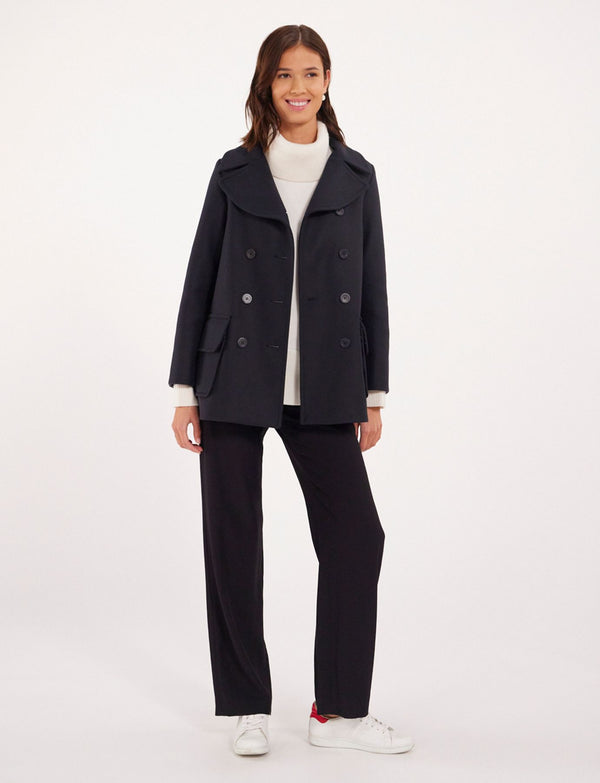 Ines De La Fressange Caban Séraphine Bleu Navy Léger Fabrication France