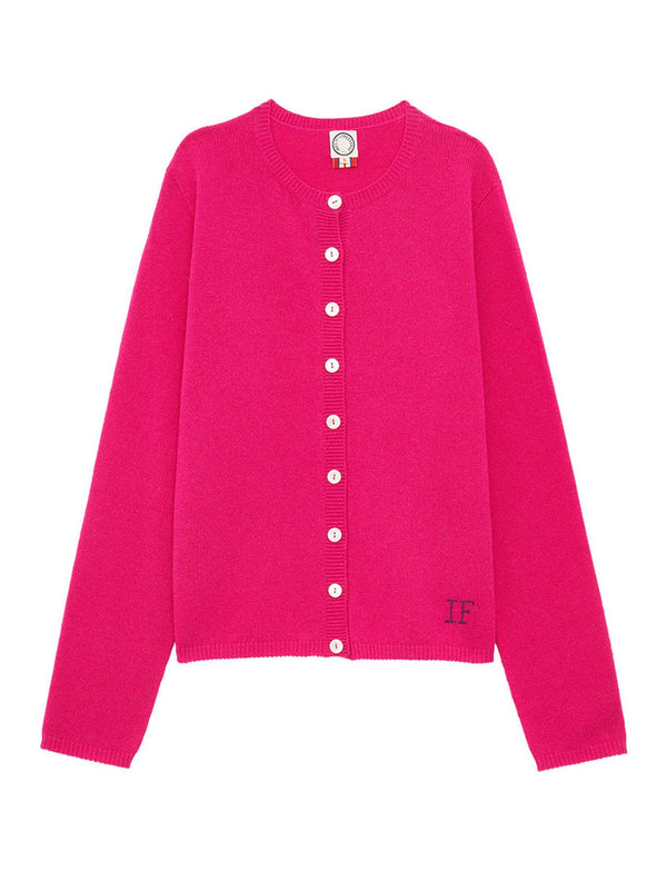 ines de la fressange Cardigan Cesaria rose laine et cac