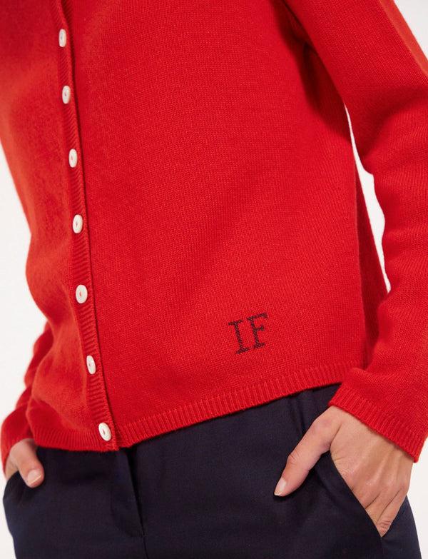 Ines De La Fressange Cardigan Cesaria Rouge Laine Et Cachemire