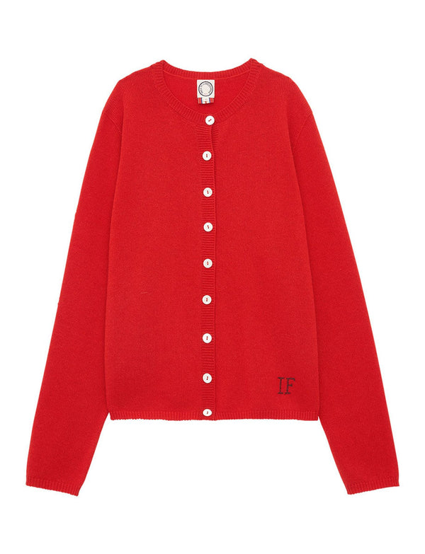 ines de la fressange Cardigan Cesaria rouge laine et cachemire
