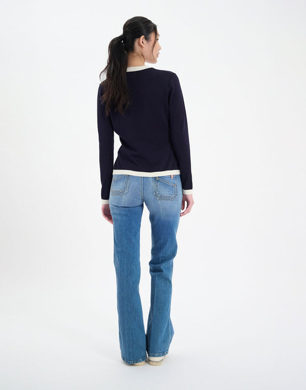 Ines De La Fressange Cardigan Corentin En Soie Et Coton Marine