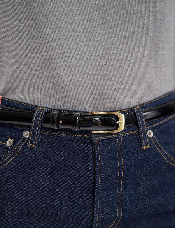 Ines De La Fressange Ceinture Aurelia Cuir Vernis Noir