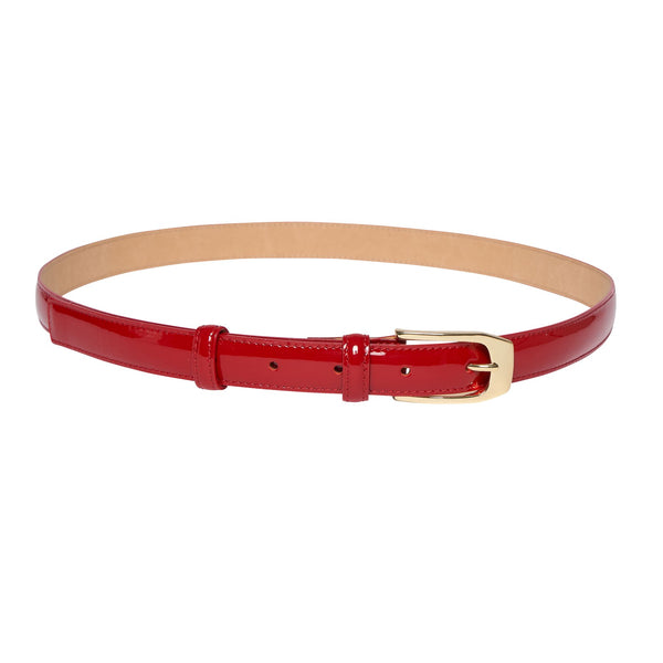 ines de la fressange Ceinture Aurelia cuir vernis rouge
