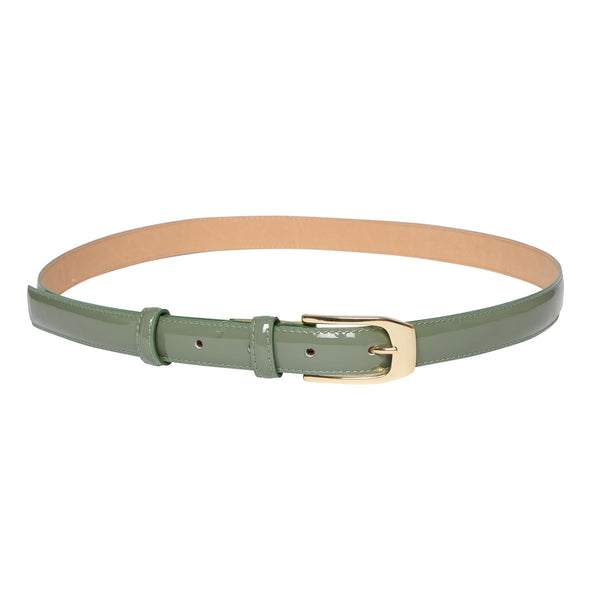 ines de la fressange Ceinture Aurelia cuir vernis vert amande