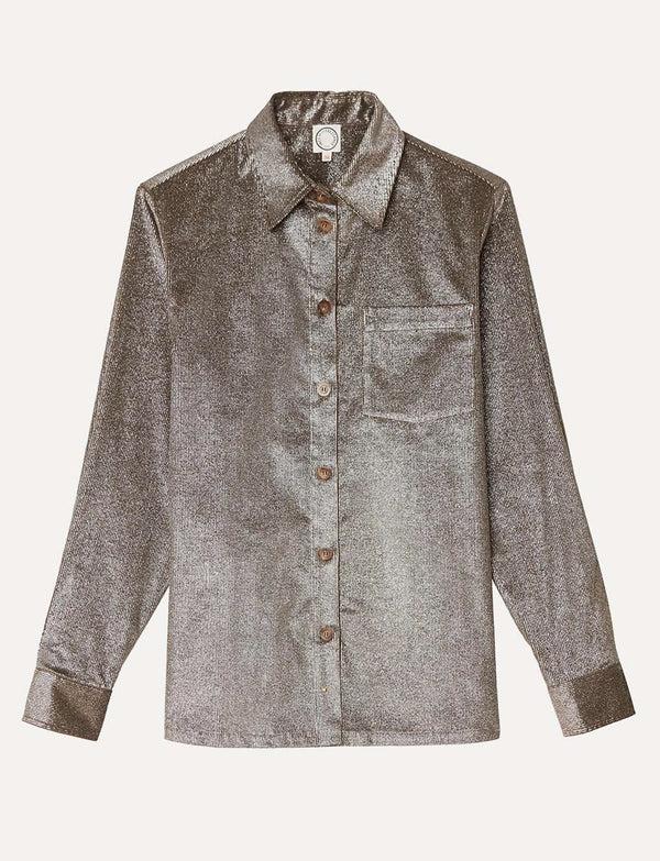 ines de la fressange Chemise Cassia en velours argenté