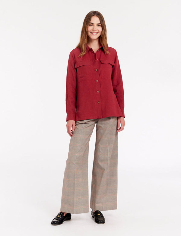 Ines De La Fressange Chemise Chandler En Lin Framboise