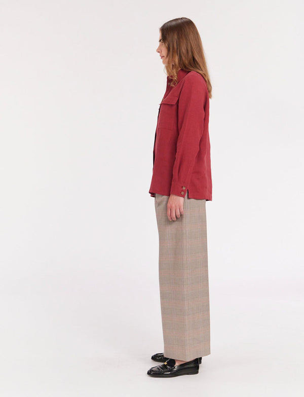 Ines De La Fressange Chemise Chandler En Lin Framboise