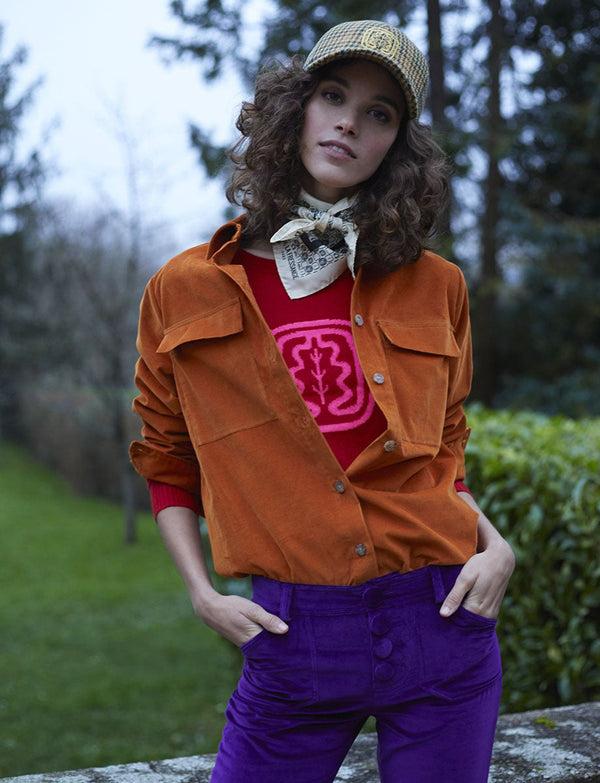 Ines De La Fressange Chemise Chandler Orange Velours