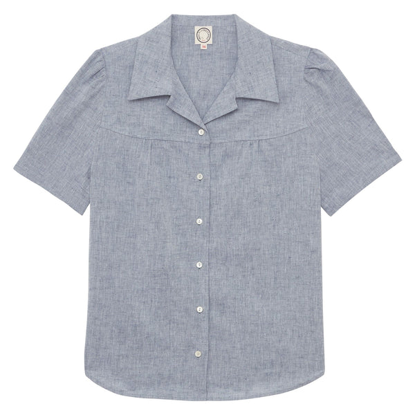 ines de la fressange Chemise Constance en lin mélangé bleu denim