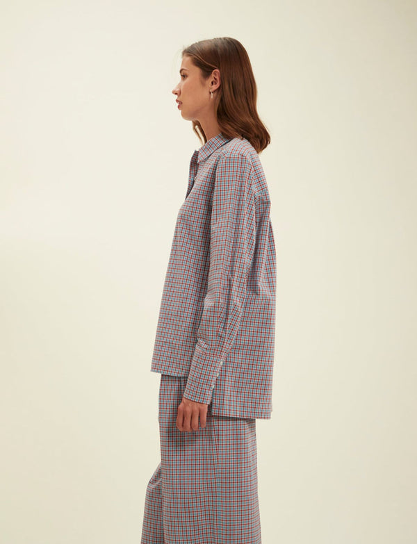 Ines De La Fressange Chemise Falco Turquoise à Carreaux