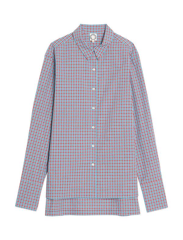 ines de la fressange Chemise Falco turquoise à carreaux