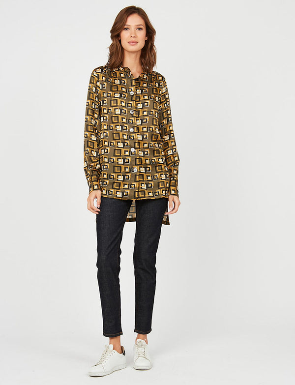 Ines De La Fressange Chemise Marie Sophie Imprimé Kaki