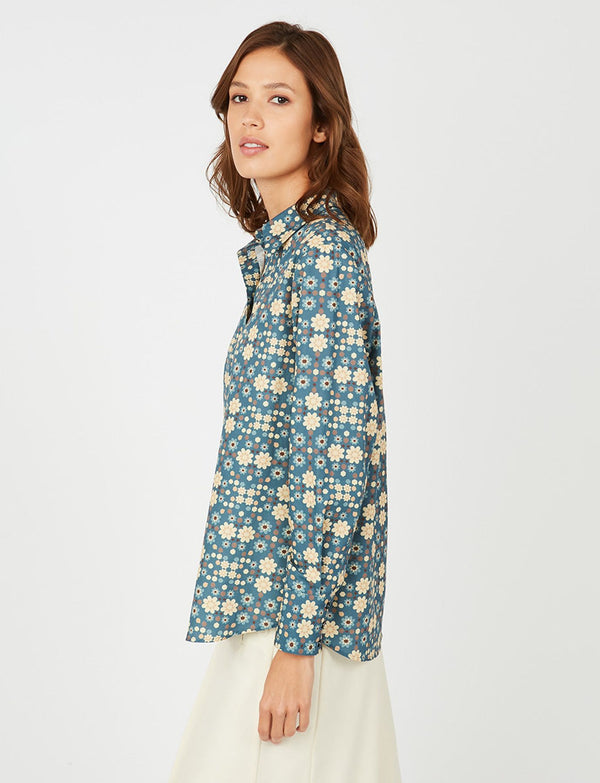 Ines De La Fressange Chemise Maureen Bleue Motif Boulbon