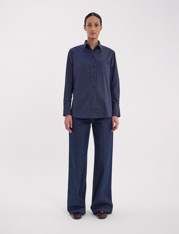 Ines De La Fressange Chemise Maureen En Coton Marine à Motifs