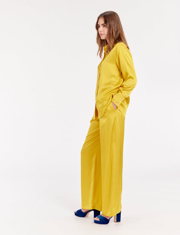 Ines De La Fressange Chemise Maureen Jaune Bouton D'or En Satin