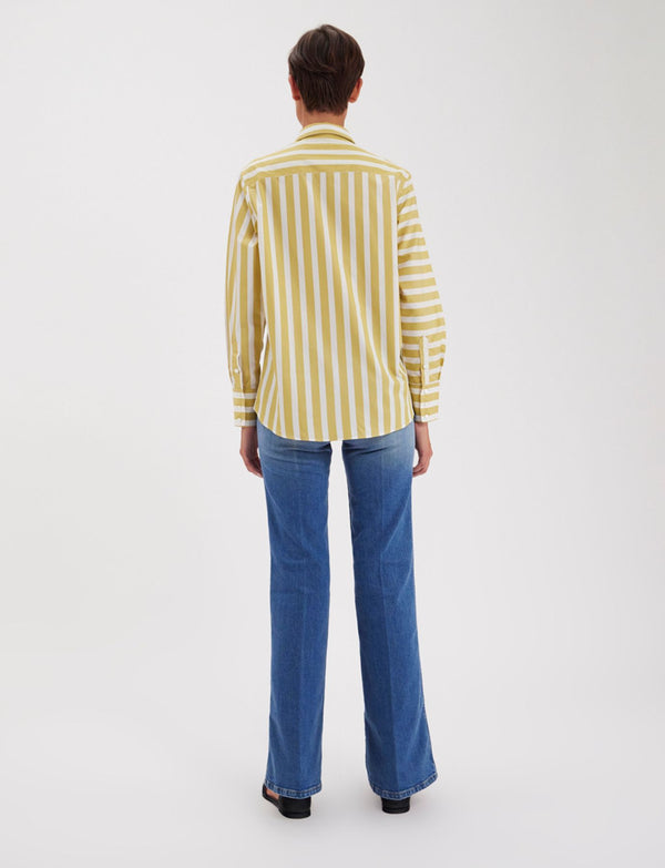 Ines De La Fressange Chemise Maureen Jaune Et Blanche à Rayures