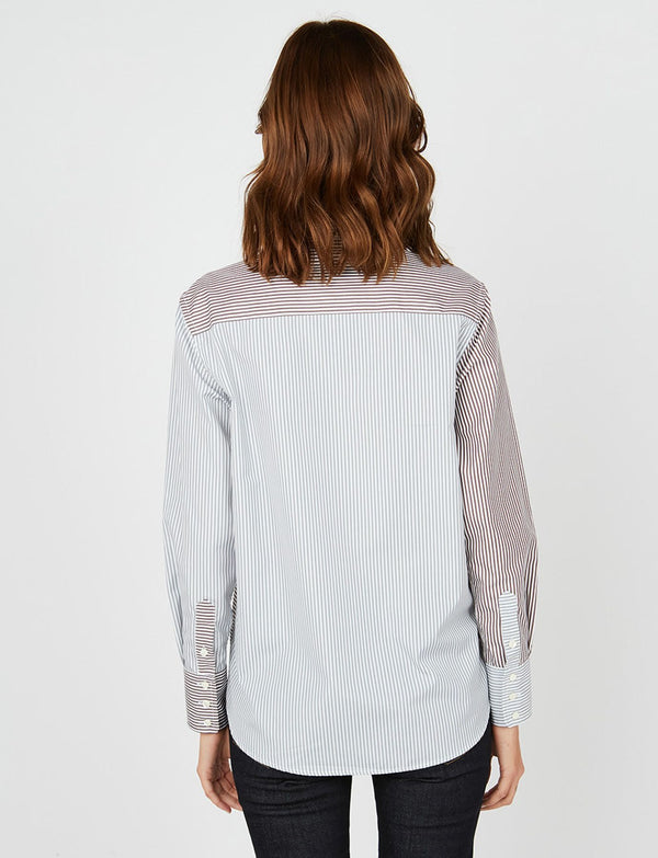 Ines De La Fressange Chemise Maureen Rayures Grises Et Marron