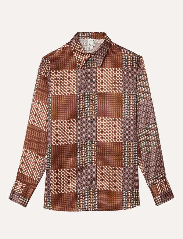 ines de la fressange Chemise Maureen soie patchwork camel