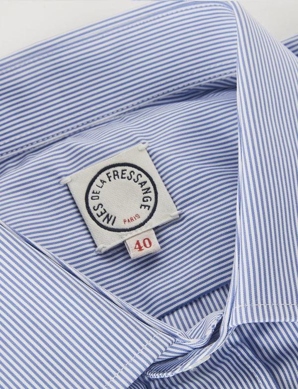 Ines De La Fressange Chemise Pour Homme Julien Rayée Bleue