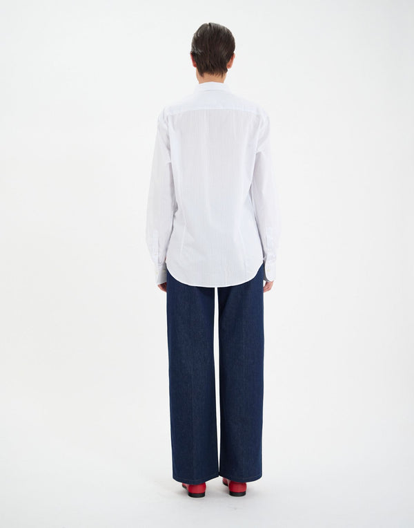 Ines De La Fressange Chemise Pour Homme Olivier Blanche à Fines Rayures