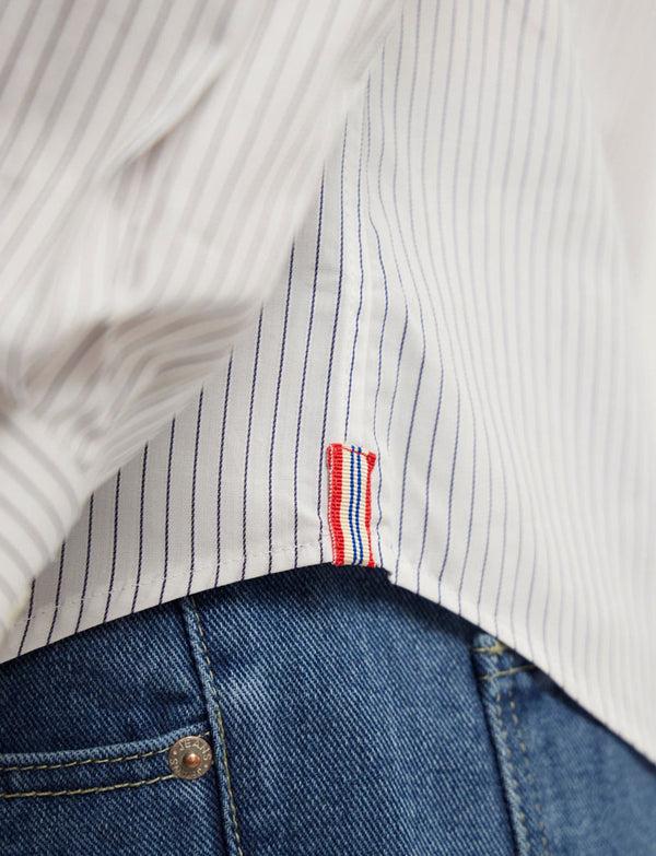 Ines De La Fressange Chemise Pour Homme Olivier Blanche à Rayures Bleues