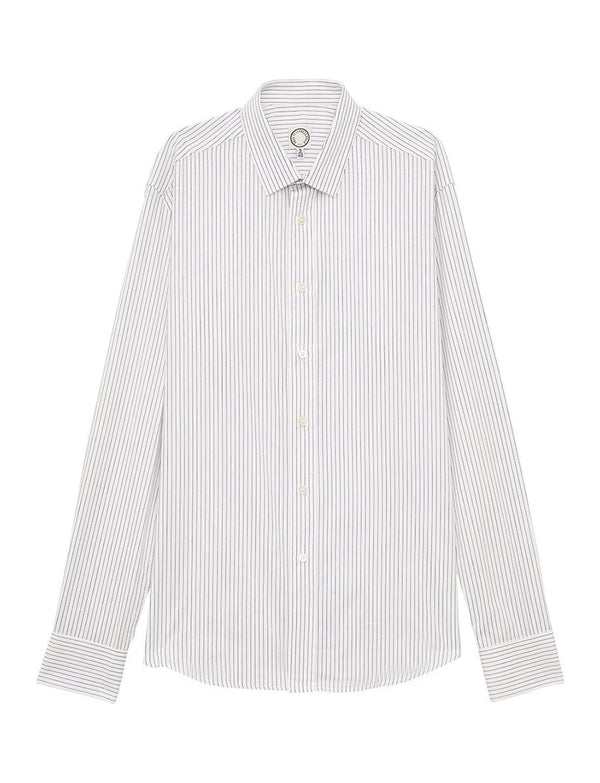 ines de la fressange Chemise pour homme Olivier blanche à rayures bleues