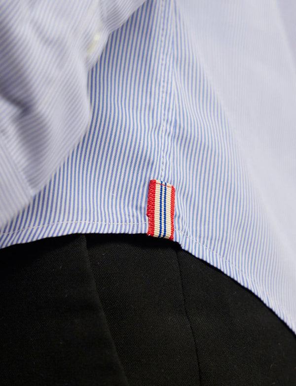 Ines De La Fressange Chemise Pour Homme Olivier Bleue à Rayures Blanches