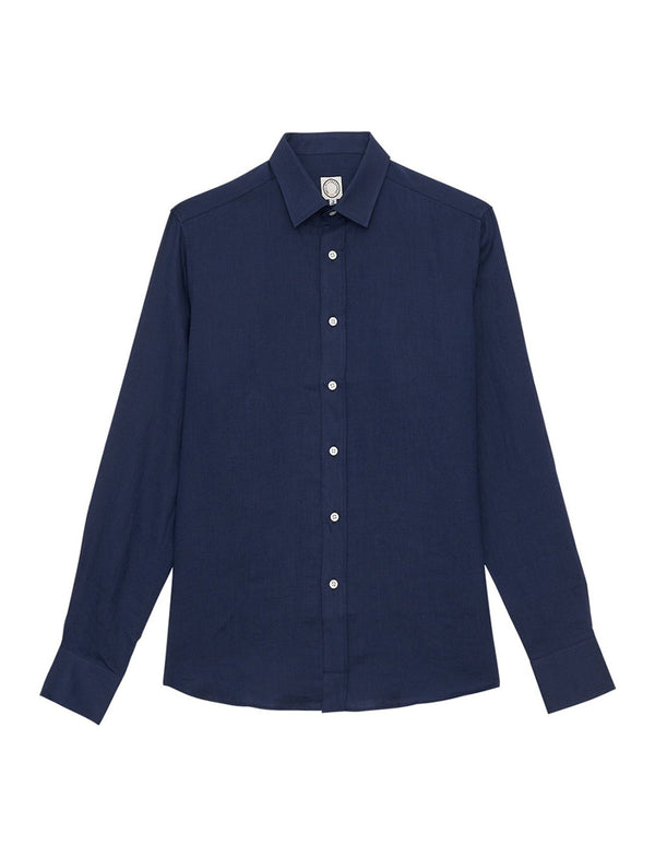 ines de la fressange Chemise pour homme Olivier en lin bleu marine