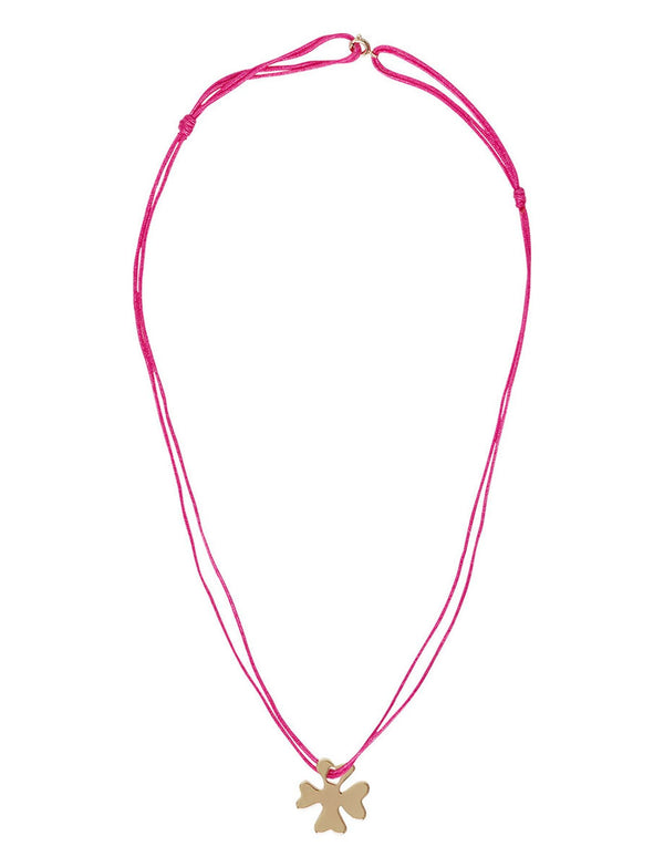 ines de la fressange Collier trèfle plaqué or fil rose